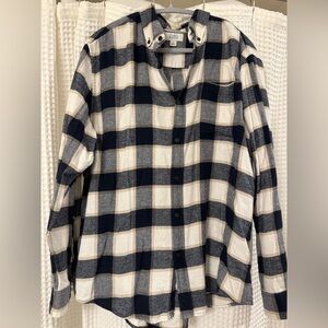 Croft & Barrow Navy and Cream Plaid Shirt